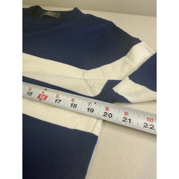 Primark Men's Crewneck Blue Sweater White Stripe Pullover Size Small - Picture 4 of 7